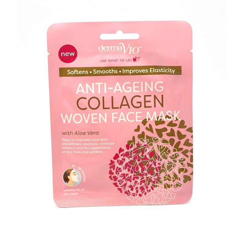 DermaV10 Anti-Ageing Collagen Woven Face Mask 1 stk