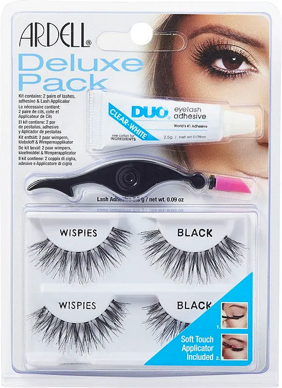 Ardell Eyelash Deluxe Pack Wispies Black 2 pairs + 2,5 g + 1 pcs