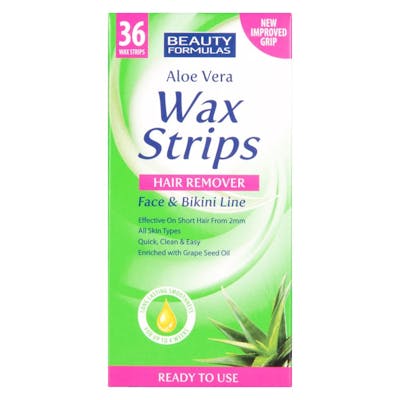 Beauty Formulas Aloe Vera Wax Strips Face & Bikini Line 36 kpl