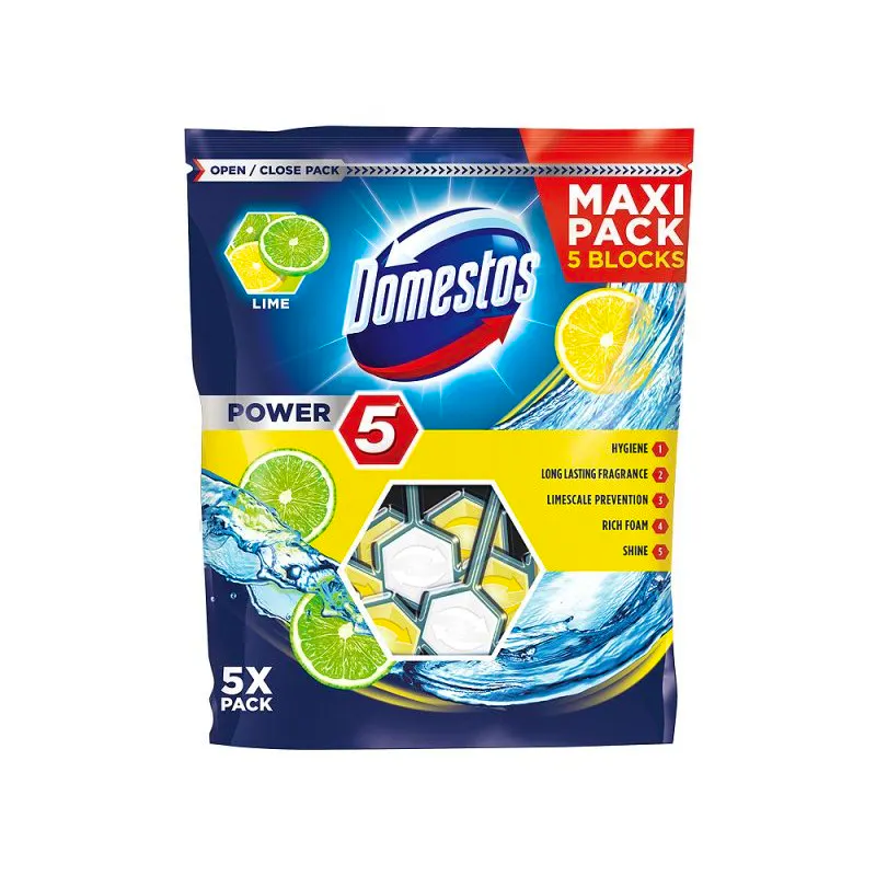 Glorix Toiletblok Power 5 Lime Maxi Pack 5 x 55 g