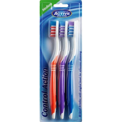 Active Oral Care Control Action Toothbrushes Medium 3 st