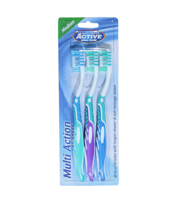 Active Oral Care Multi Action Toothbrushes Medium 3 pcs