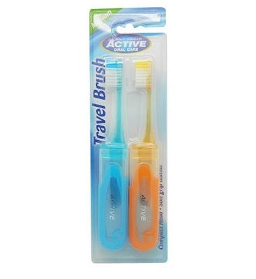 Active Oral Care Travel Toothbrushes Medium 2 stk