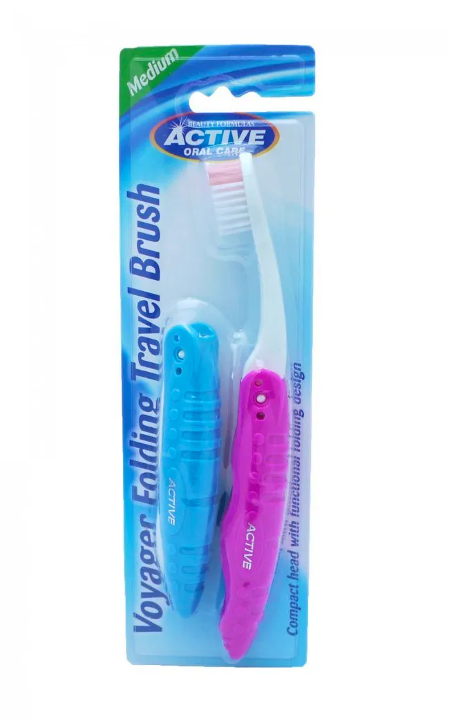 Active Oral Care Folding Travel Toothbrushes Medium 2 pcs