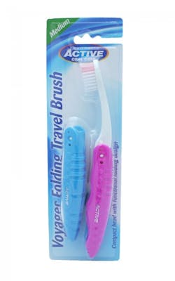 Active Oral Care Folding Travel Toothbrushes Medium 2 stk