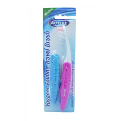 Active Oral Care Folding Travel Toothbrushes Medium 2 stk