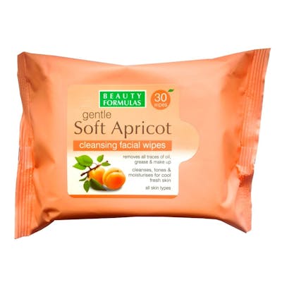Beauty Formulas Gentle Soft Apricot Cleansing Facial Wipes 30 stk