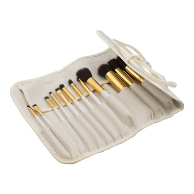 Basics Makeup Bag &amp; Brushes Ivory 12 stk + 1 stk
