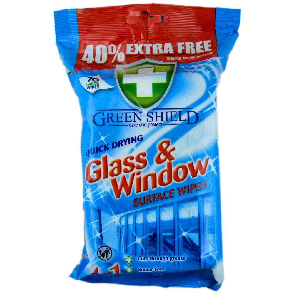 Green Shield Quick Drying Glass & Window Surface Wipes 70 stk