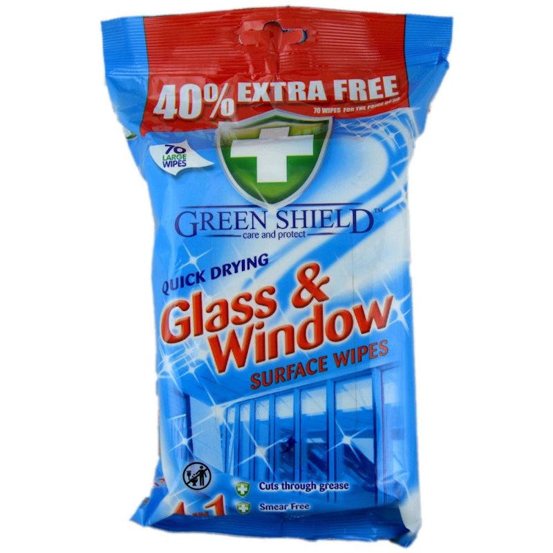 Green Shield Quick Drying Glass & Window Surface Wipes 70 stk