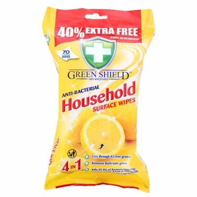 Green Shield Anti-Bacterial Household Surface Wipes 70 kpl