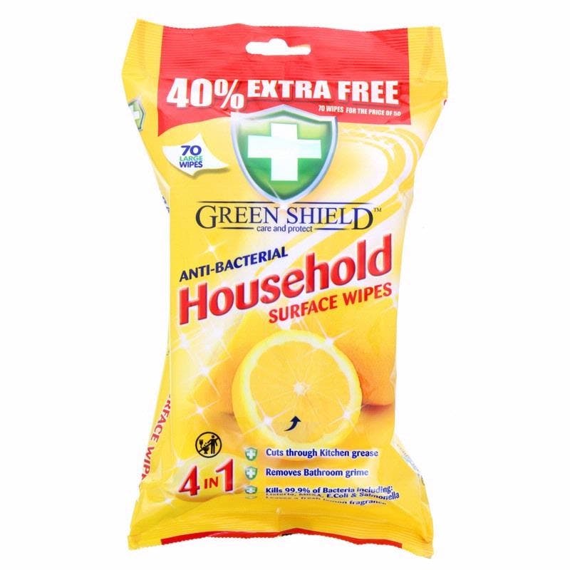 Green Shield Anti-Bacterial Household Surface Wipes 70 stk