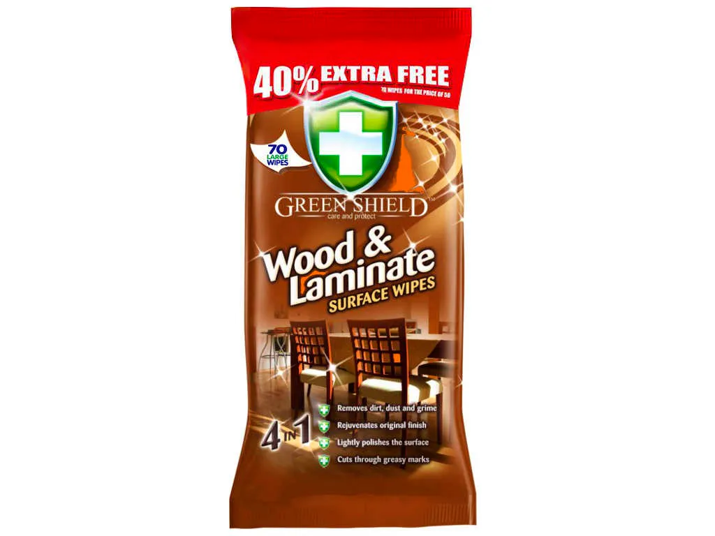 Green Shield Wood & Laminate Surface Wipes 70 pcs