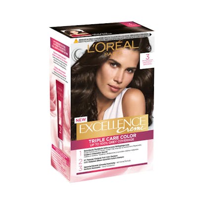 L'Oréal Excellence Creme Hair Color 3 Natural Darkest Brown 1 stk
