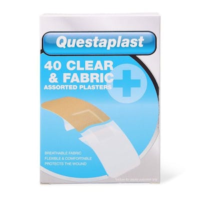 Questaplast Clear &amp; Fabric Assorted Plasters 40 stk