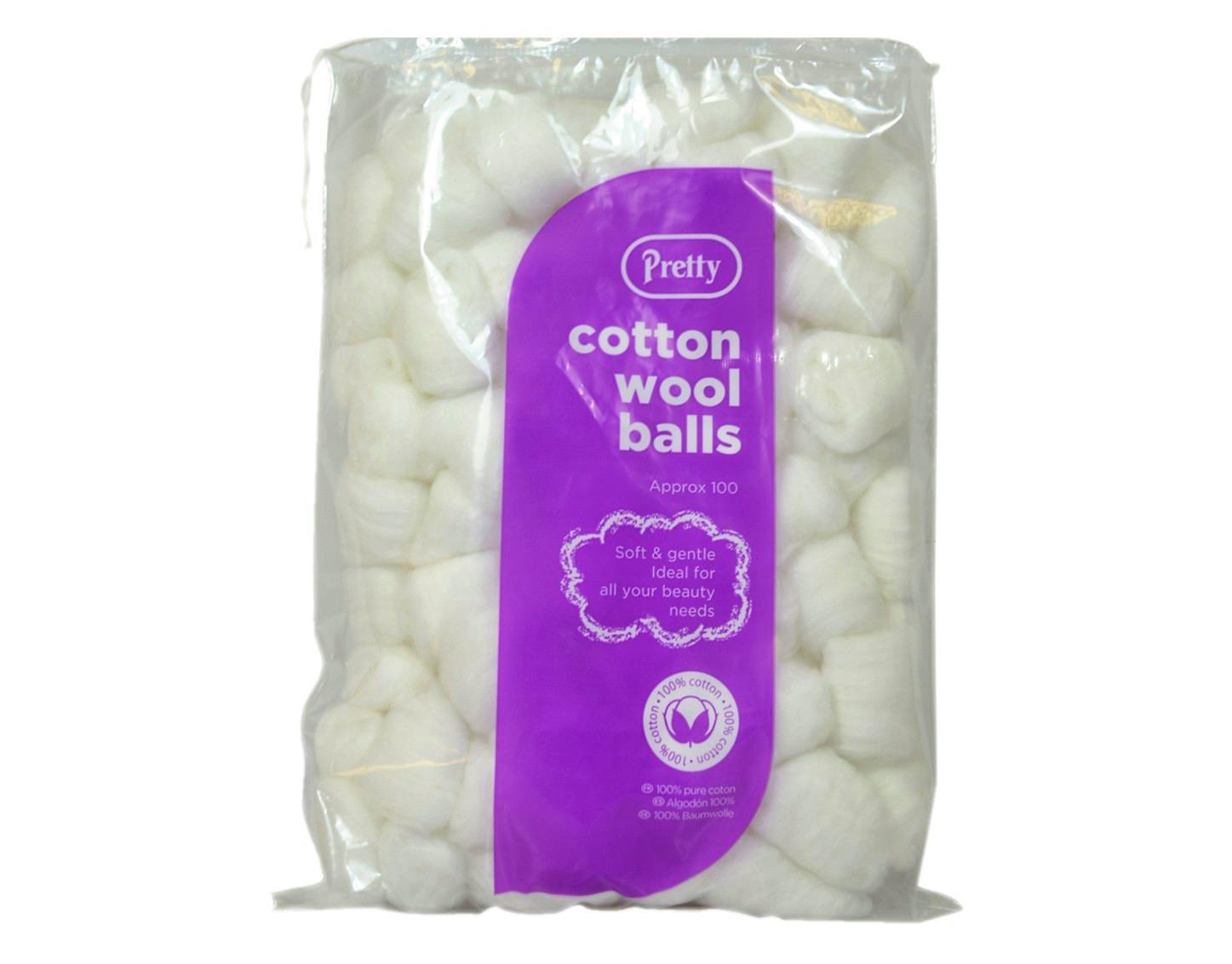 Pretty White Cotton Wool Balls 100 pcs - £1.38