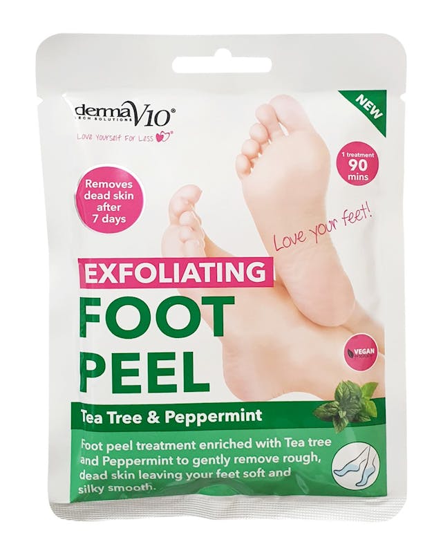 DermaV10 Exfoliating Foot Peel Tea Tree &amp; Peppermint 1 pair