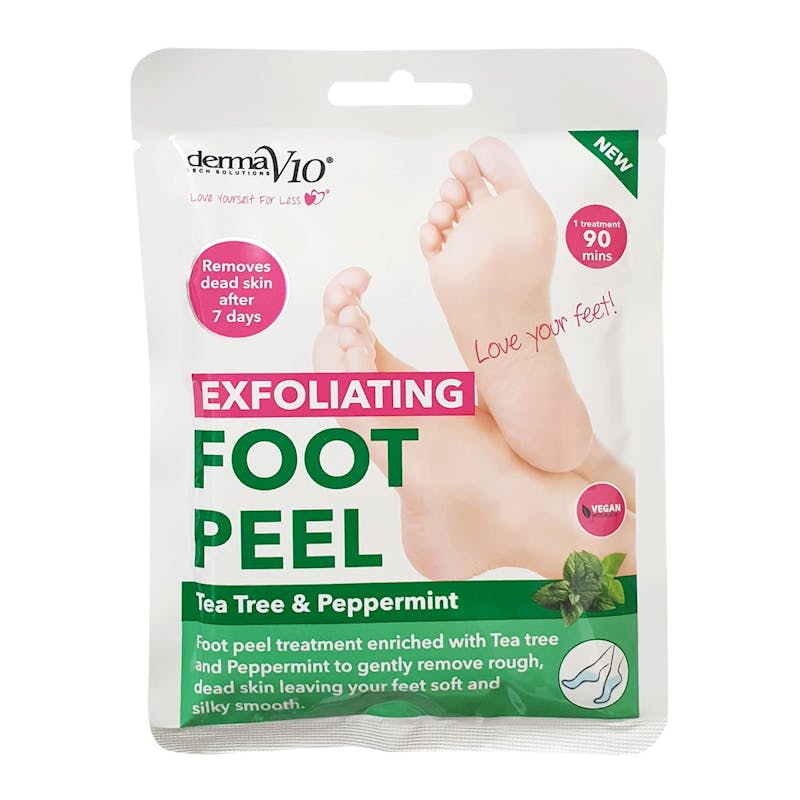 DermaV10 Exfoliating Foot Peel Tea Tree &amp; Peppermint 1 pari