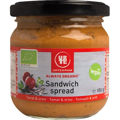 Urtekram Sandwich Spread Tomater &amp; Örter EKO 180 g