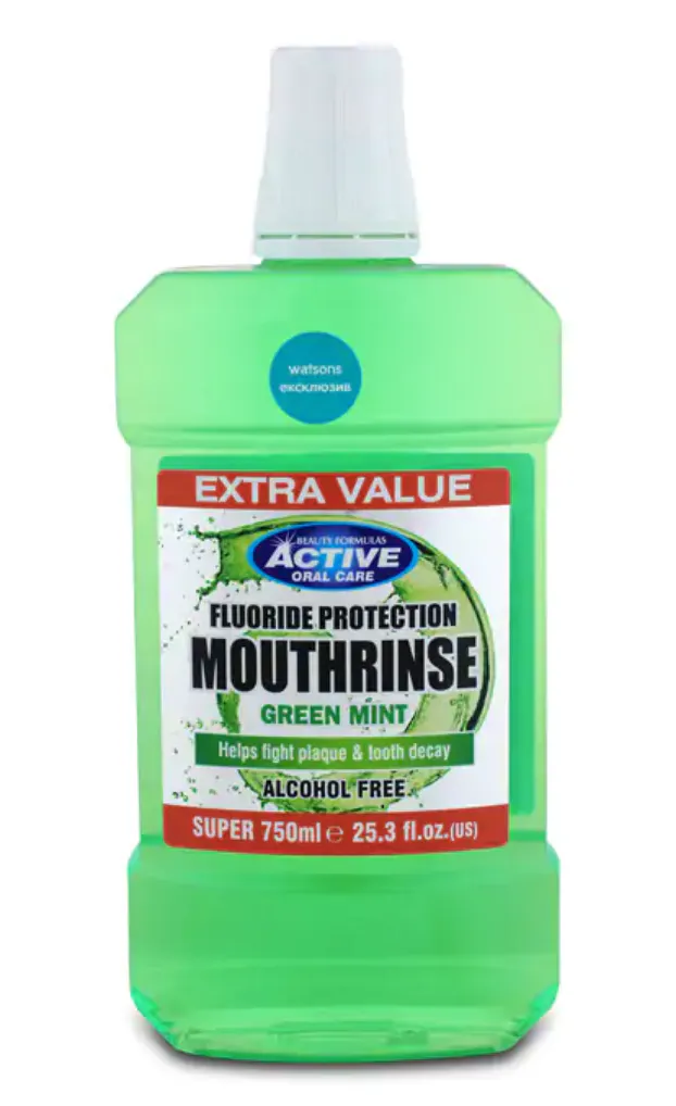 Active Oral Care Fluoride Protection Green Mint Mouthwash 750 ml