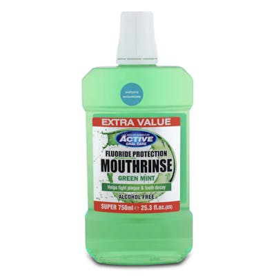 Active Oral Care Fluoride Protection Green Mint Mouthwash 750 ml
