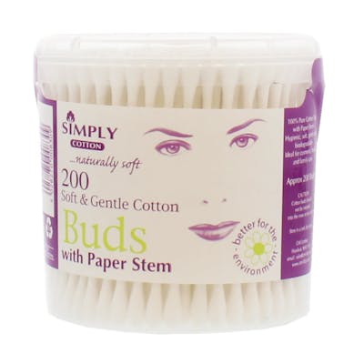 Simply Cotton Soft &amp; Gentle Paper Stem Vaddpinne 200 st