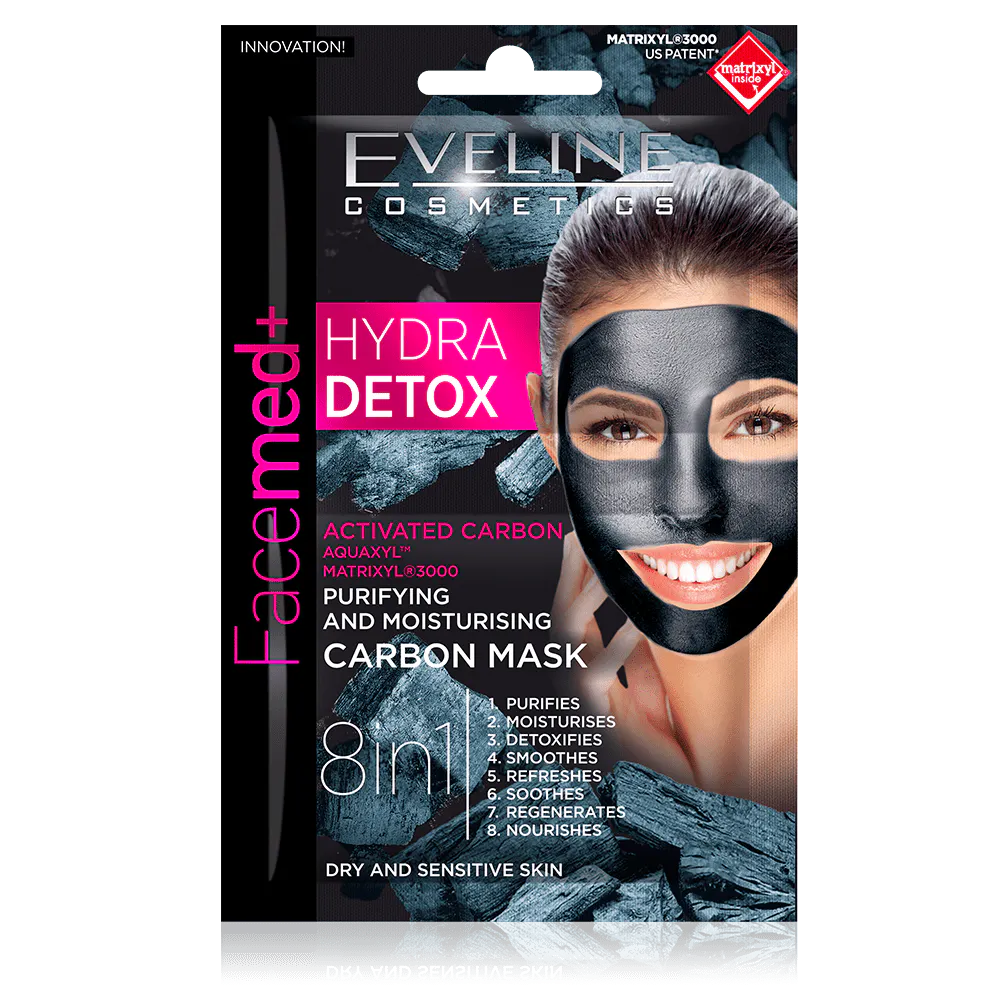 Eveline Facemed+ Hydra Detox Carbon Mask Dry & Sensitive Skin 2 x 5 ml