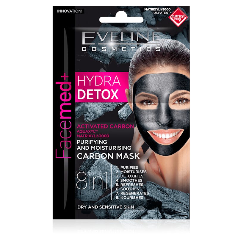 Eveline Facemed+ Hydra Detox Carbon Mask Dry &amp; Sensitive Skin 2 x 5 ml