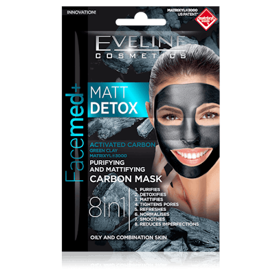 Eveline Facemed+ Matt Carbon Mask Oily &amp; Combination Skin 2 x 5 ml