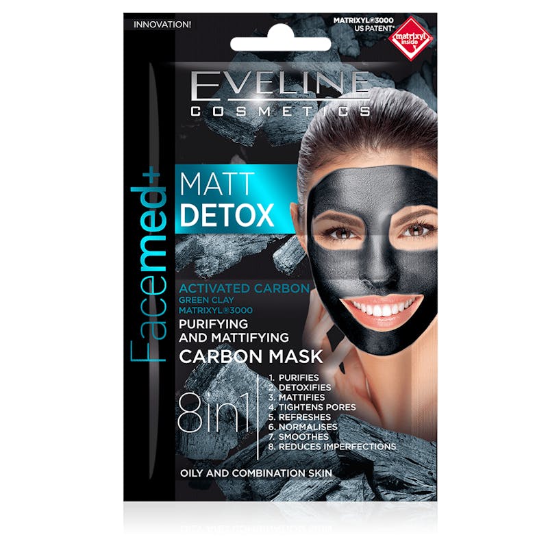 Eveline Facemed+ Matt Carbon Mask Oily &amp; Combination Skin 2 x 5 ml