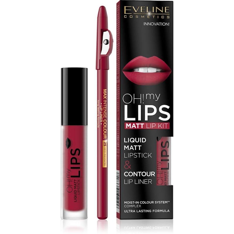 Eveline Oh My Lips Liquid Matt Lip Kit 05 Red Passion 4,5 ml + 1 kpl