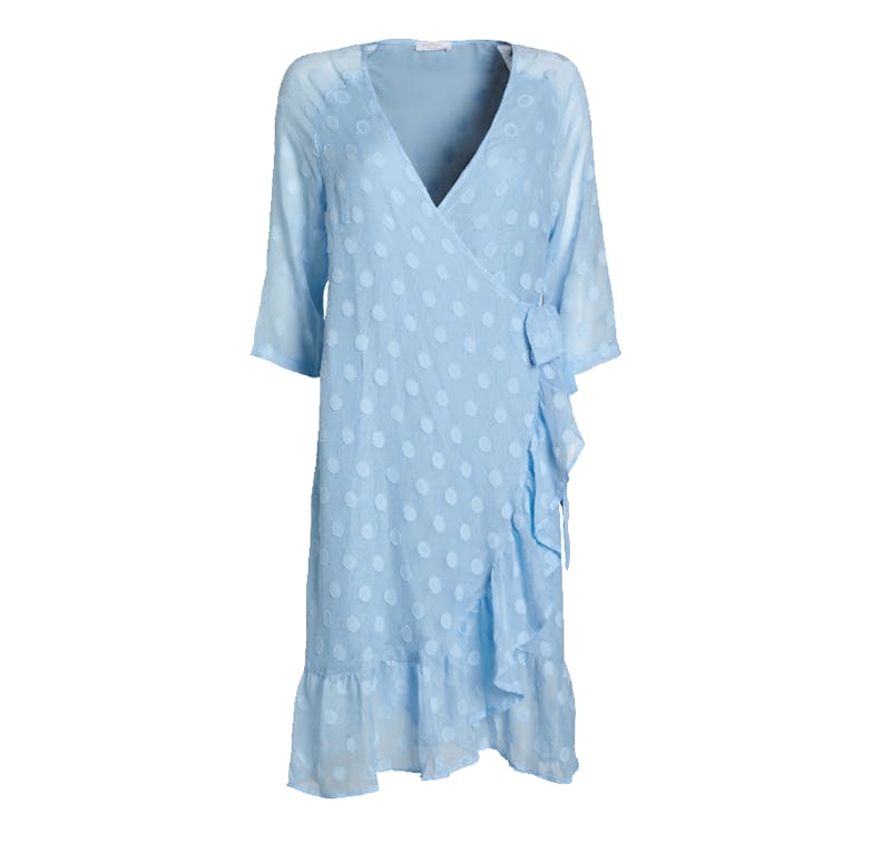 Summer Soft Blue Wrap-Kjole Small - 299.95 kr