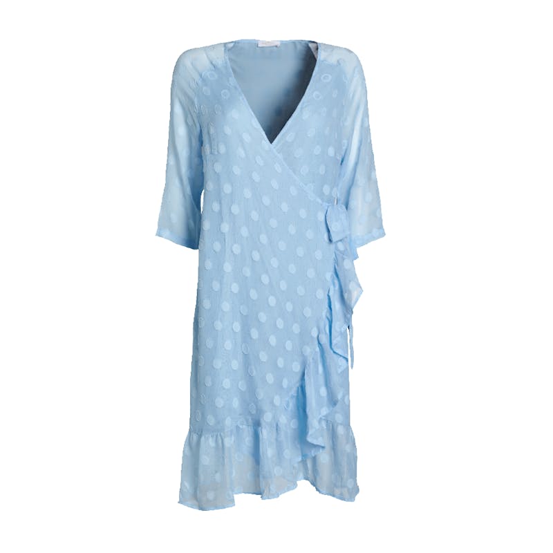 Everneed Summer Soft Blue Wrap-Dress Small