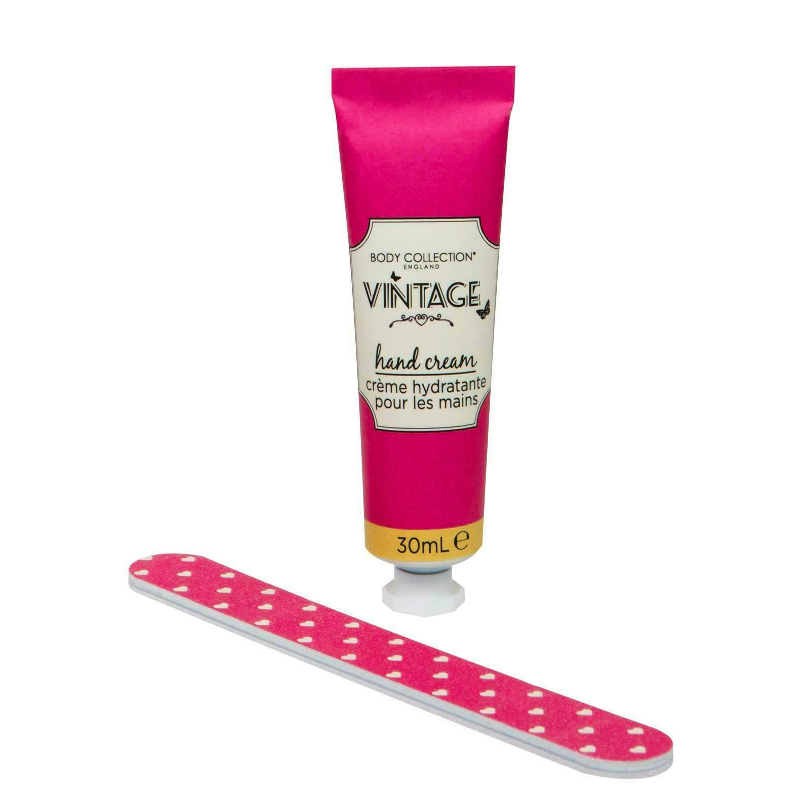 Body Collection Vintage Hand Cream & Nail File Pink Flower 30 ml + 1 st