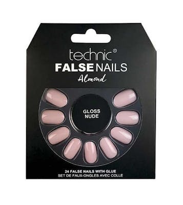 Technic False Nails Almond Gloss Nude 24 kpl