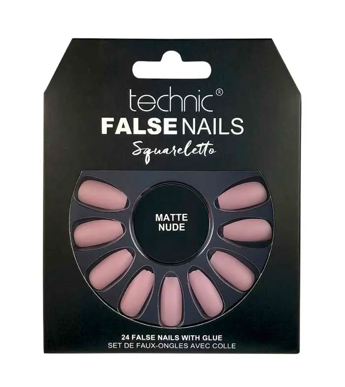 Technic False Nails Squareletto Matte Nude 24 pcs