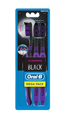 Oral-B Allrounder Black Toothbrush Trio Medium 3 st