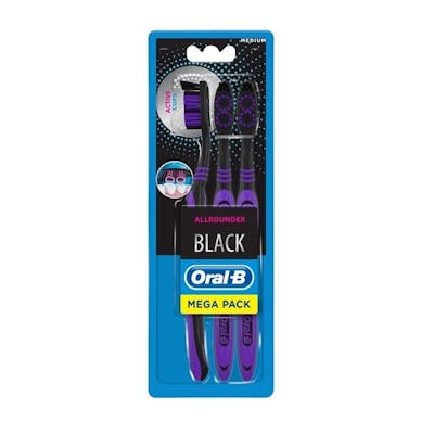 Oral-B Allrounder Black Toothbrush Trio Medium 3 st