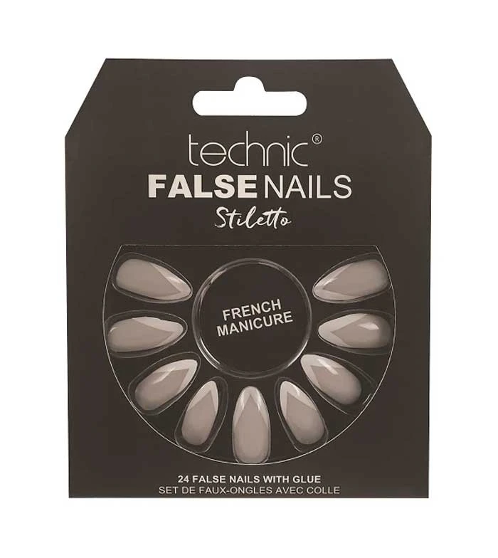 Technic False Nails Stiletto French Manicure 24 pcs