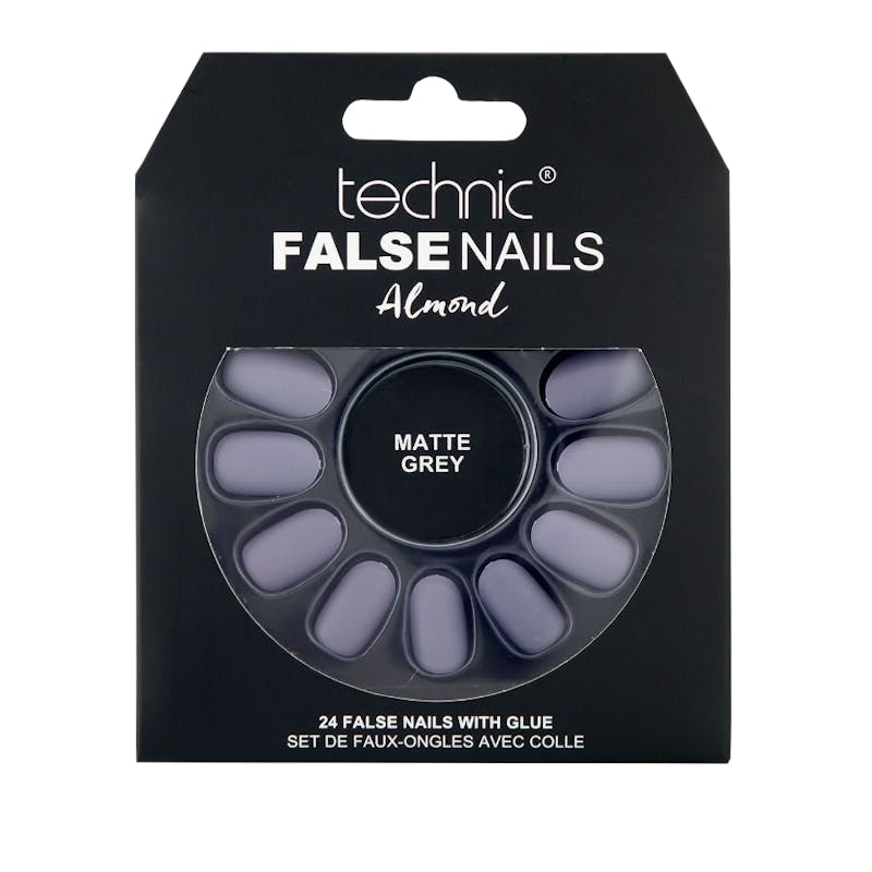Technic False Nails Almond Matte Grey 24 kpl