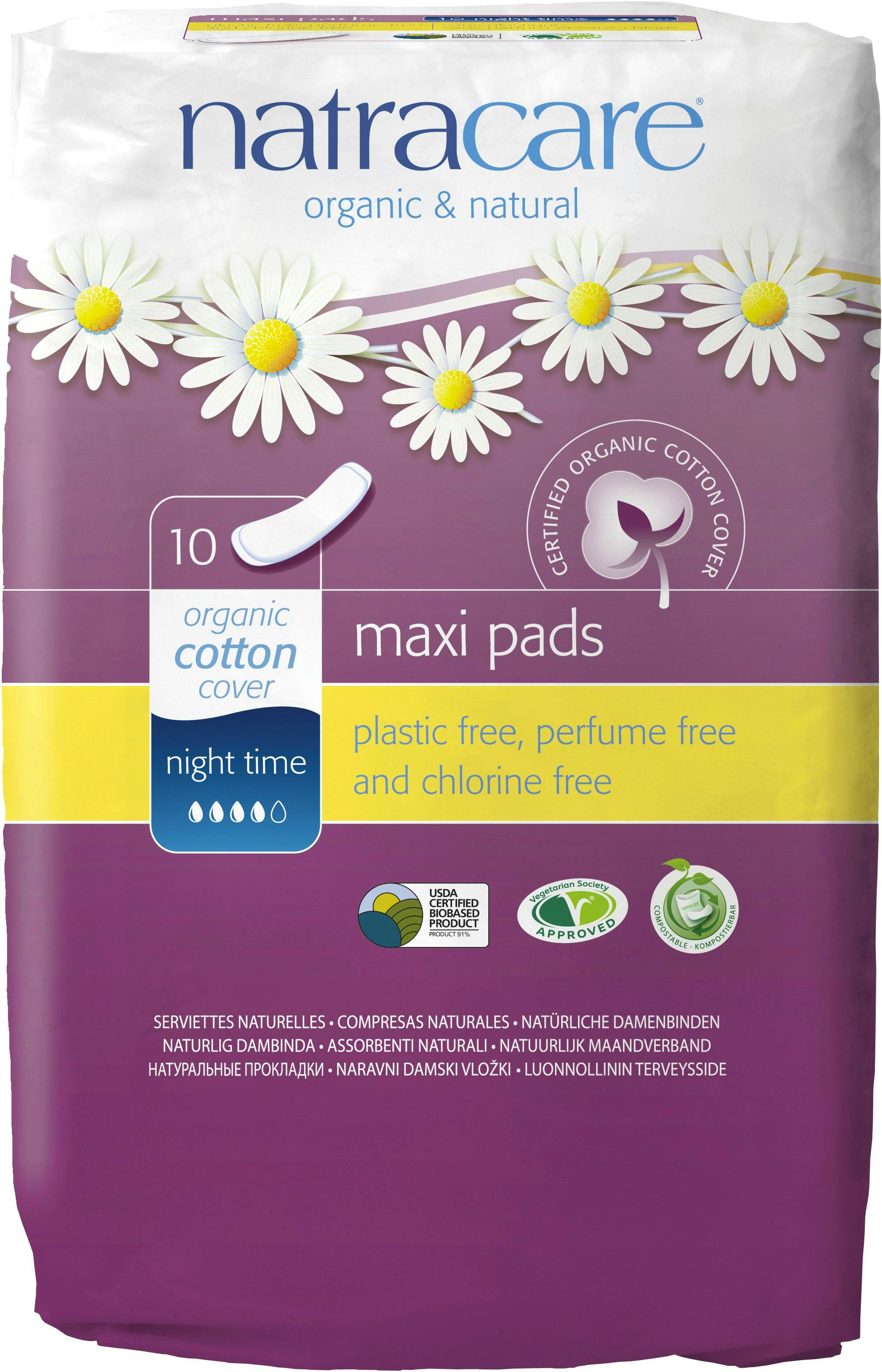 NatraCare Maxi Pads Night Time 10 st 3.59 EUR luxplus.nl