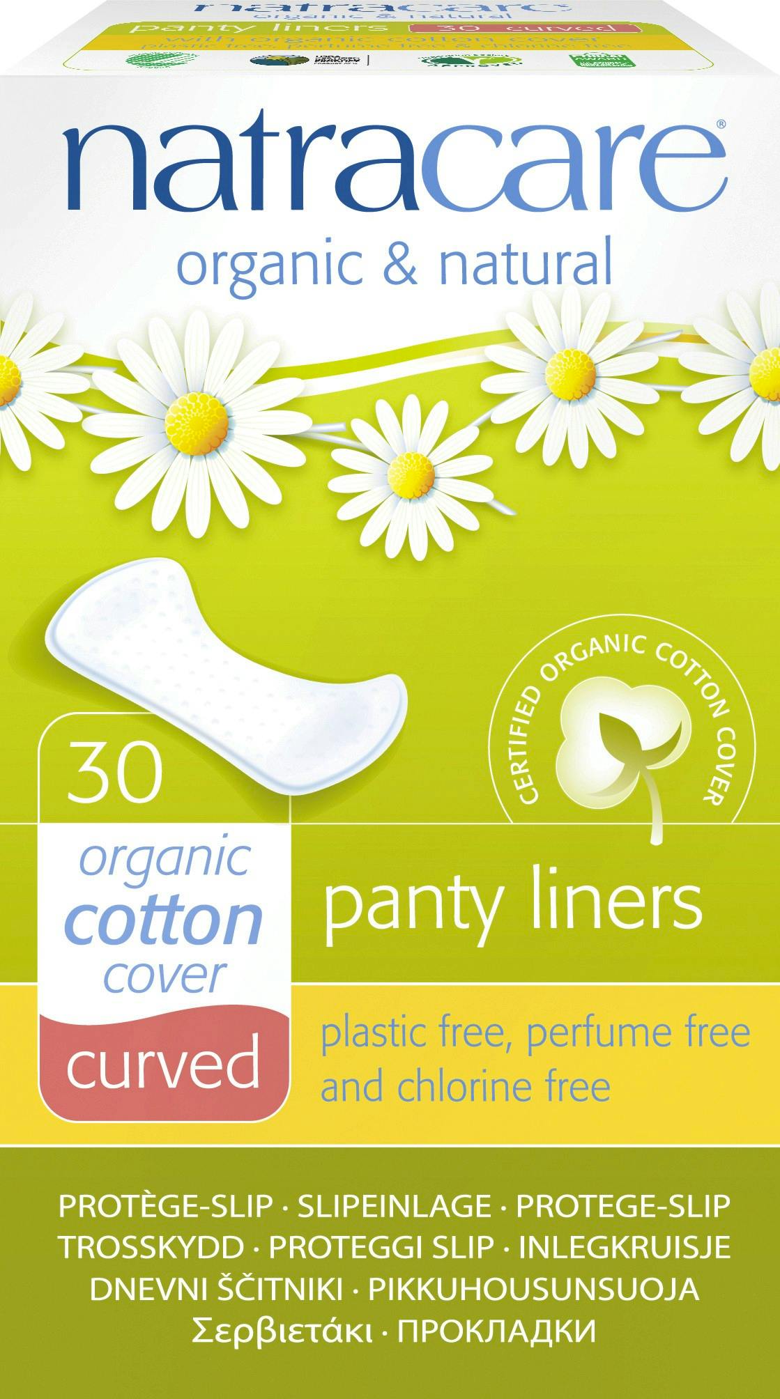 NatraCare Organic Cotton Panty Liners Curved 30 pcs £2.99