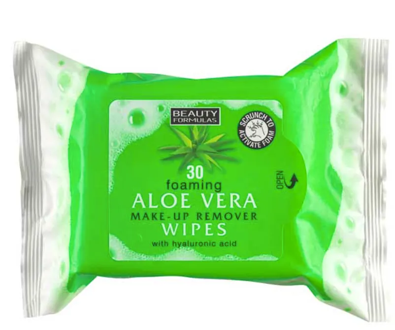 Beauty Formulas Foaming Aloe Vera Make-Up Remover Wipes 30 pcs