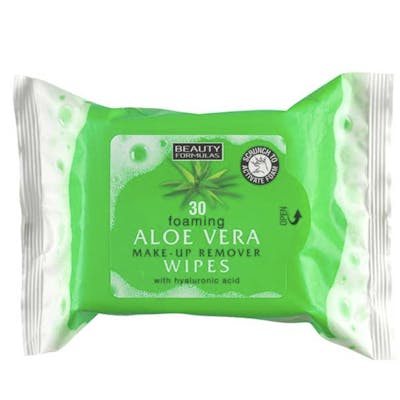 Beauty Formulas Foaming Aloe Vera Make-Up Remover Wipes 30 stk