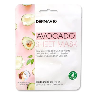 DermaV10 Avocado Sheet Mask 1 stk