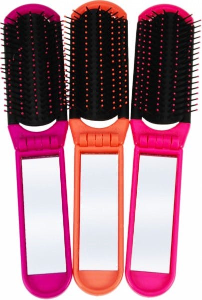 Body Collection Folding Hair Brush With Mirror Assorted 1 st