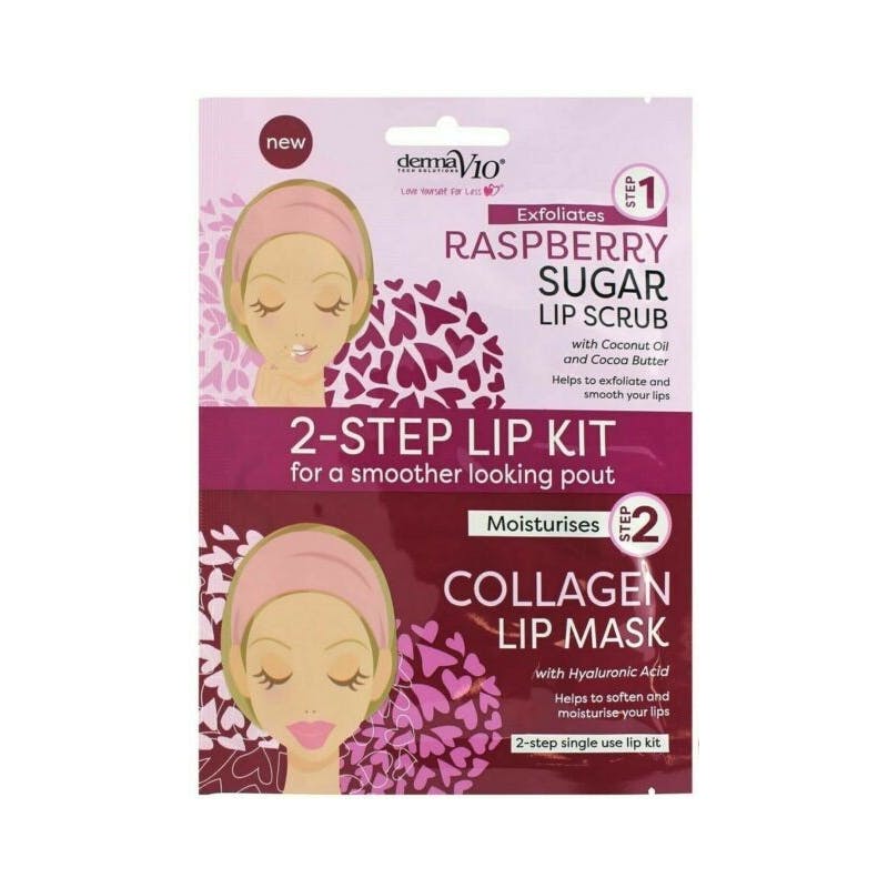 DermaV10 2-Step Lip Kit Scrub &amp; Mask Raspberry 1 pcs