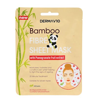 DermaV10 Bamboo Fibre Pomegranate Sheet Mask 1 stk