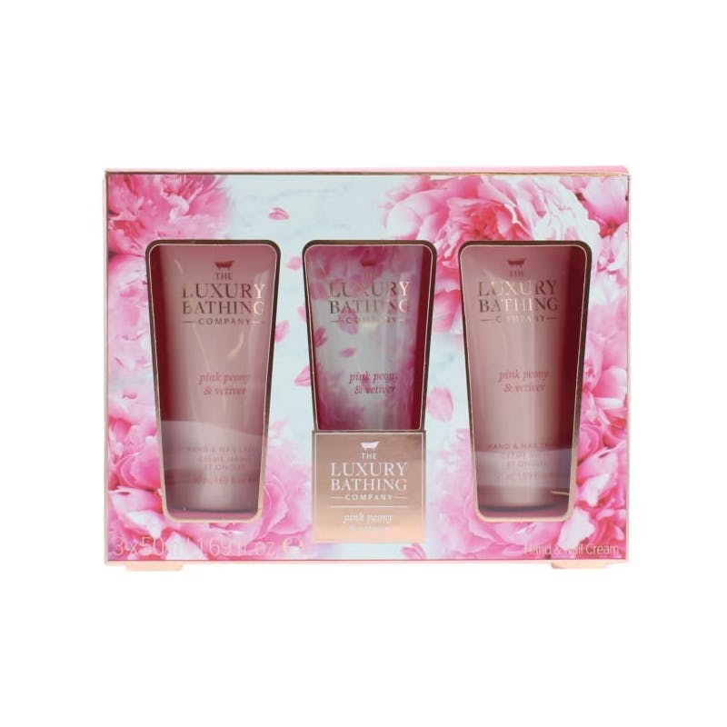 The Luxury Bathing Company Pamper Me Pink Peony &amp; Vetiver Hand &amp; Nail Cream 3 x 50 ml