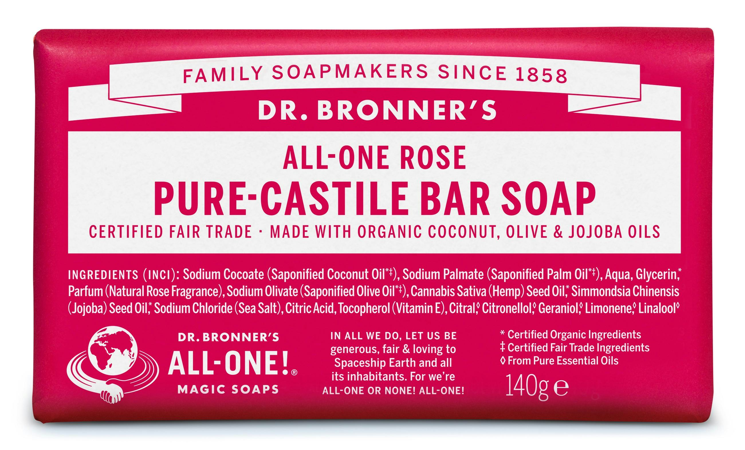 Dr. Bronner’s Bar Soap Rose 140 g